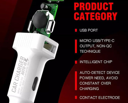 Cargador tipo Cigarrera + Cable ZYRON