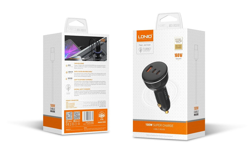Cargador de coche súper rápido 160W (3 USB)