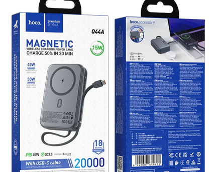 Batería externa HOCO Q44A con carga inalámbrica 20000 mAh.