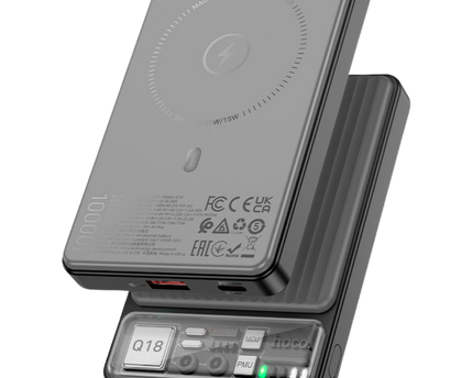 Batería externa HOCO Q18 con carga inalámbrica de 22,5 W y 10000 mAh.