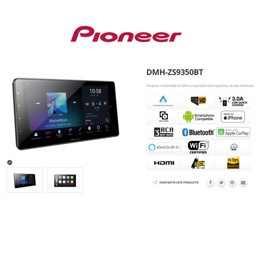 Autoradio Pioneer 9 Pulgadas DMH-ZS9350BT