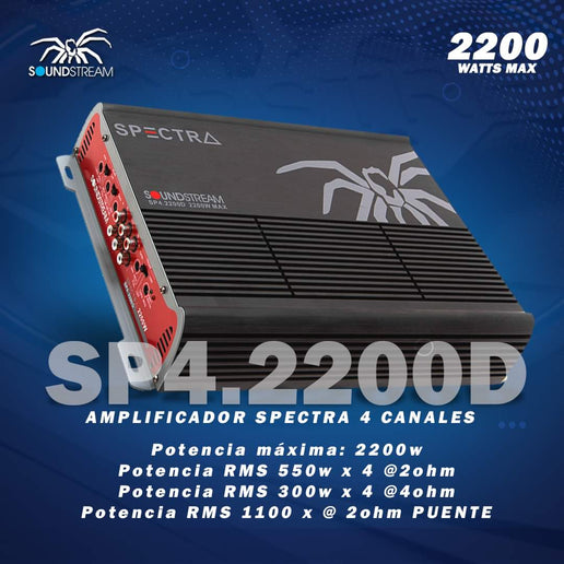 Amplificador SoundStream 4 canales 2200watts