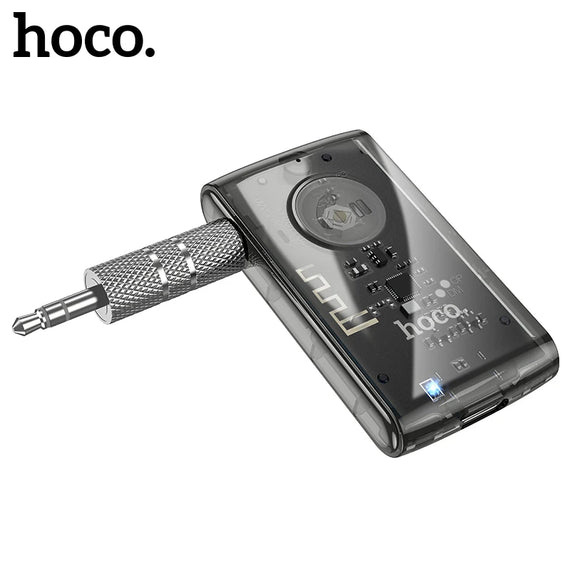 Receptor transparente HOCO E66 , adaptador de manos libres para música , AUX, Bluetooth 5,0