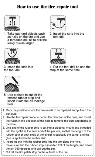 Juego de tiras de goma para reparación de neumáticos de coche, herramienta de reparación rápida de emergencia para motocicleta, vehículo eléctrico, juego de herramientas de reparación de neumáticos al vacío