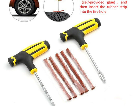 Juego de tiras de goma para reparación de neumáticos de coche, herramienta de reparación rápida de emergencia para motocicleta, vehículo eléctrico, juego de herramientas de reparación de neumáticos al vacío