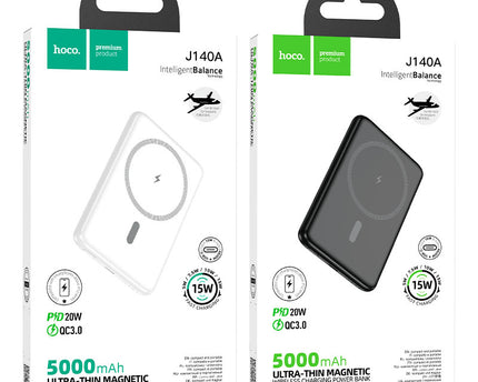 Batería externa HOCO J140A con carga inalámbrica PD20W y 5000 mAh.