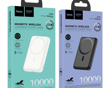 Batería externa HOCO J141 con carga inalámbrica PD20W y 10000 mAh.