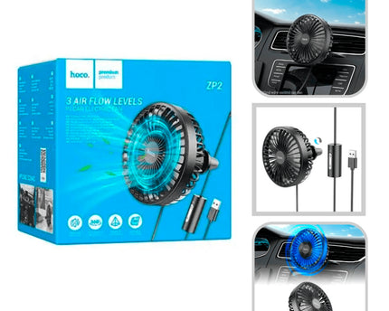 Ventilador Con 3 Niveles De Aire para Auto Portatil USB HOCO ZP2