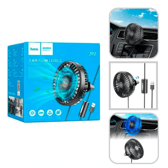 Ventilador Con 3 Niveles De Aire para Auto Portatil USB HOCO ZP2