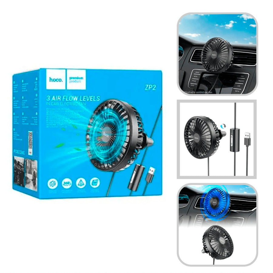 Ventilador Con 3 Niveles De Aire para Auto Portatil USB HOCO ZP2