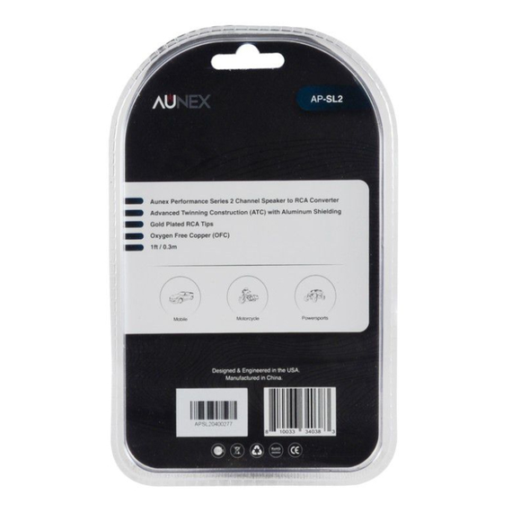 Convertidor de altavoz a RCA de 1 pie y 2 canales Aunex AP-SL2