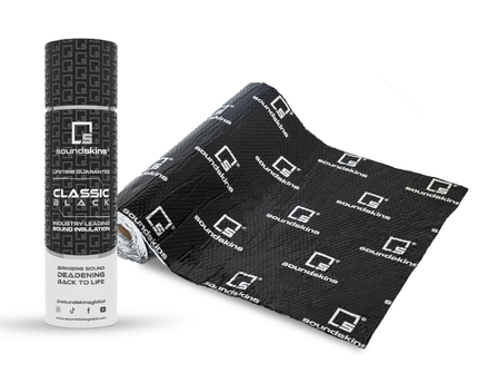 Rollo de material acustico para insonorizacion SoundSkins | de doble capa con amortiguación de sonido | SSK-CLASSICNEGRO | Lámina con relieve de diamante y butilo de caucho puro