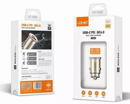 Cigarrera cargador  LDNIO C506Q Con puerto USB Y TIPO C