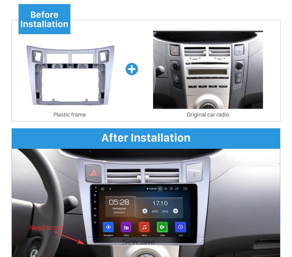 Consola Toyota yaris / Vitz / platz 2005-2011 9" Pulgadas