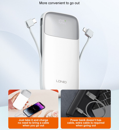 Cargador Portatil  de carga rápida LDNIO PQ19 10000mAh 22,5W