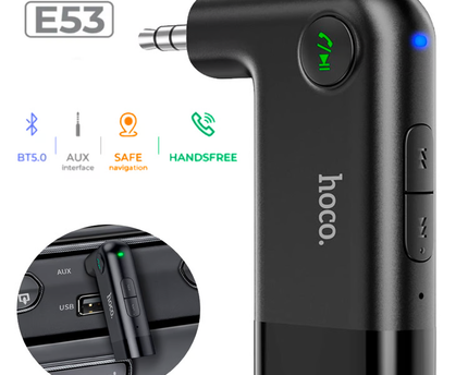 Receptor Bluetooth Auxiliar USB 35mm USB para Automóvil Hoco E53