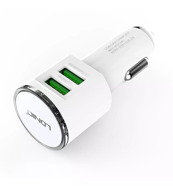 Cargador Tipo Cigarrera Ldnio 3.4a Carga Rapida + Cable Microusb