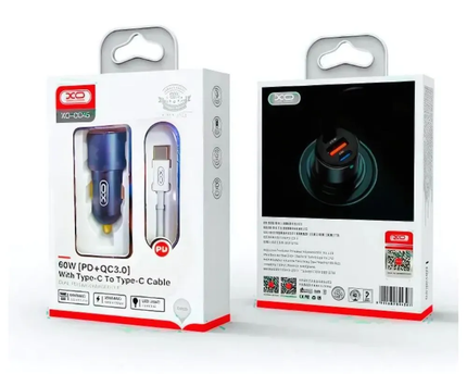 Cargador  entrada cigarrera 2 entradas Tipo C  / XO-CC45