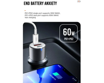 Cargador  entrada cigarrera 2 entradas Tipo C  / XO-CC45