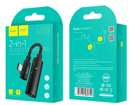 Adaptador Tipo-C a 3,5 mm «LS19» Conversor de audio 2 en 1