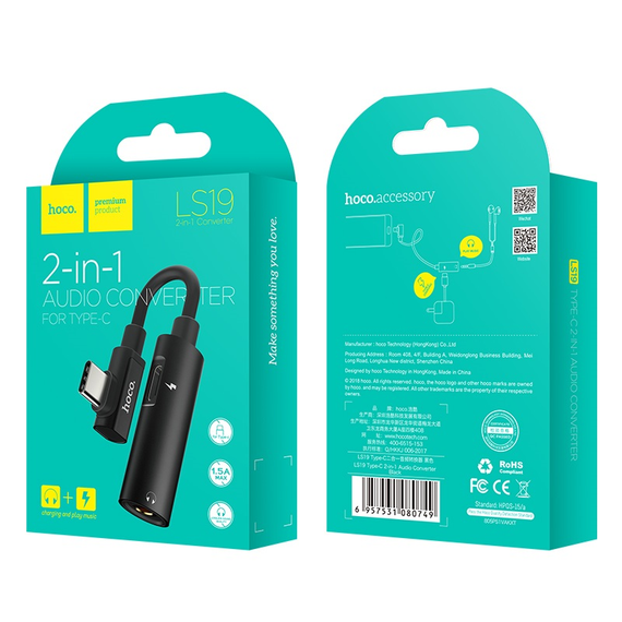 Adaptador Tipo-C a 3,5 mm «LS19» Conversor de audio 2 en 1