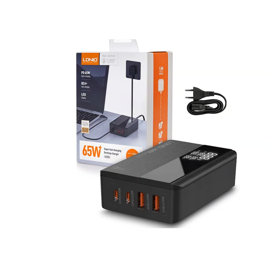 Cargador LDNIO A4808Q PD 65W 4 PUERTOS(2 USB & 2 TIPO C)