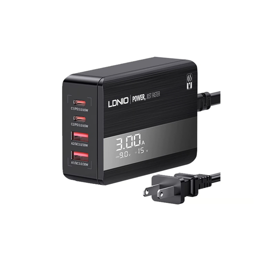 Cargador LDNIO A4808Q PD 65W 4 PUERTOS(2 USB & 2 TIPO C)