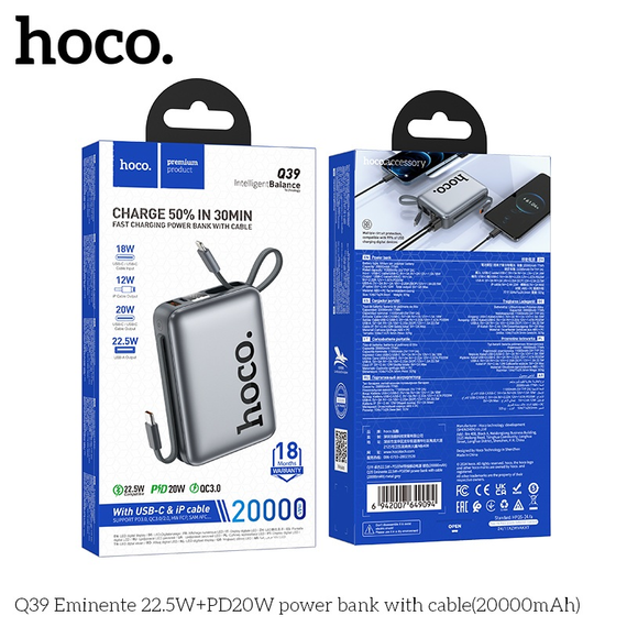 Cargador Portatil Hoco Q39 22.5W PD20W 20000mAh