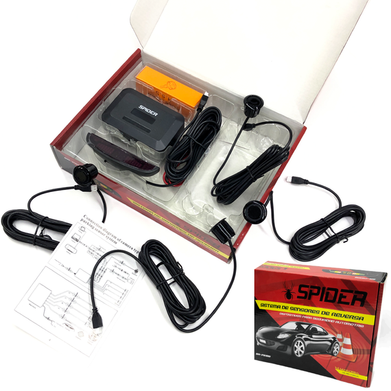 Sensor De Retroceso Spider  4 Puntos Con Display Y Sonido De Advertencia Universal Auto