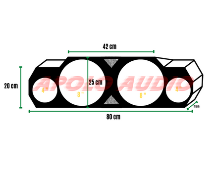 Caja de calidad  [ Medios de 8"  +  Tweeter de 4" ]  NEGRO