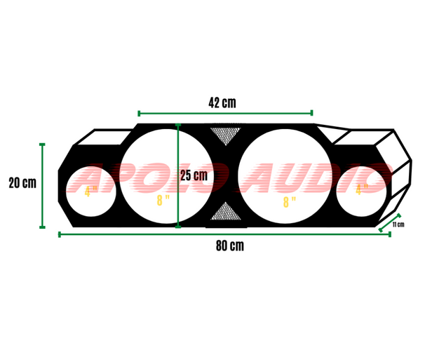 Caja de calidad  [ Medios de 8"  +  Tweeter de 4" ]  NEGRO