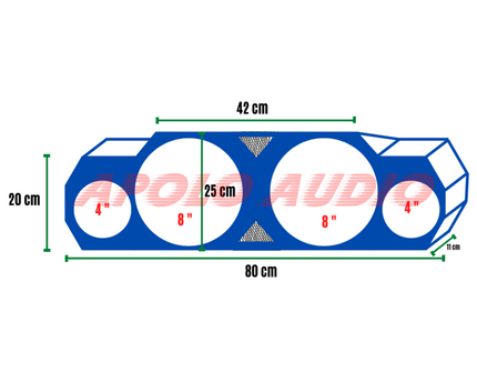Caja de calidad  [ Medios de 8"  +  Tweeter de 4" ]  AZUL