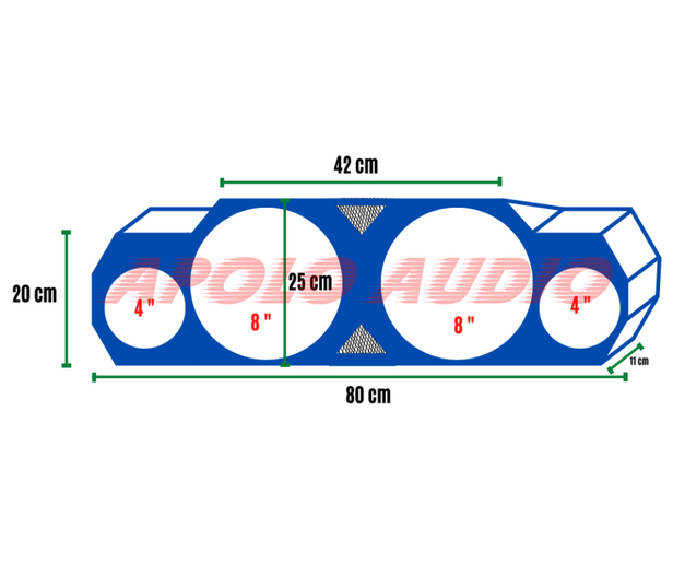 Caja de calidad  [ Medios de 8"  +  Tweeter de 4" ]  AZUL
